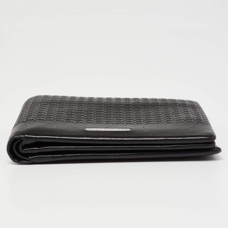 Pre Owned Porsche Design Black Logo Embossed Leather Bifold Wallet