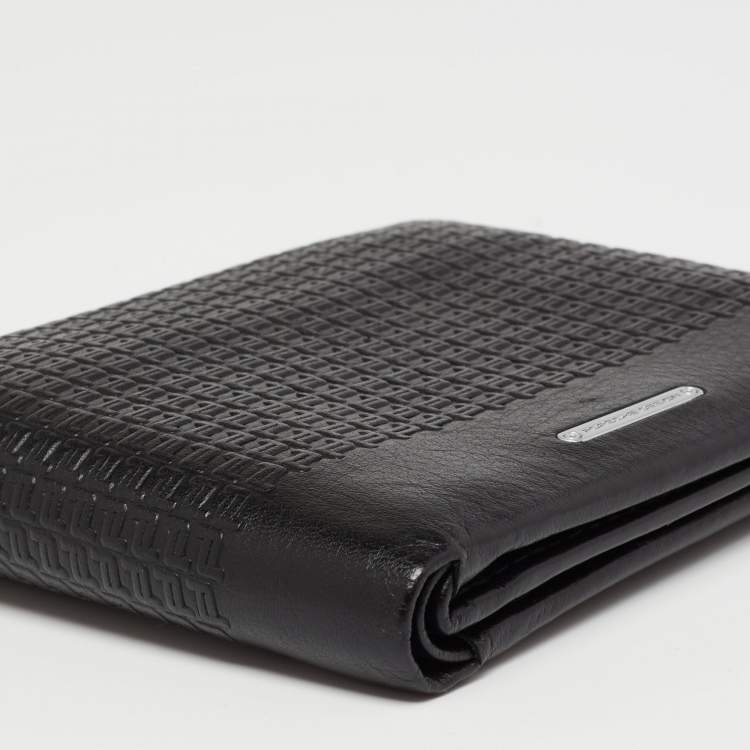 Pre Owned Porsche Design Black Logo Embossed Leather Bifold Wallet