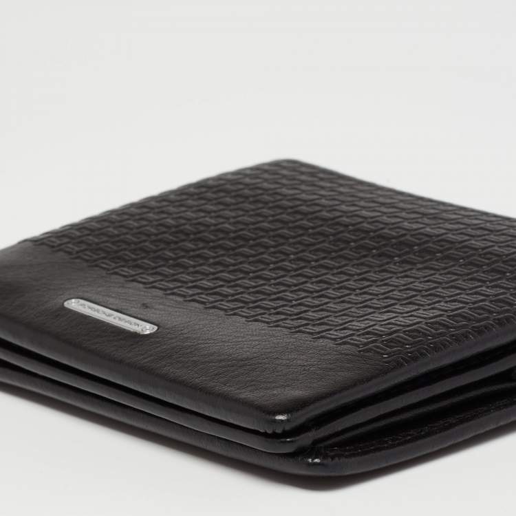 Pre Owned Porsche Design Black Logo Embossed Leather Bifold Wallet