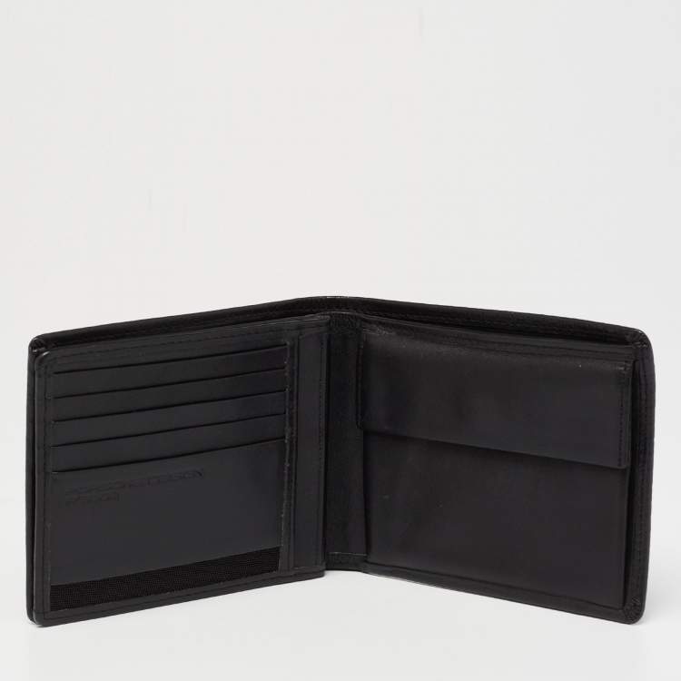 Pre Owned Porsche Design Black Logo Embossed Leather Bifold Wallet
