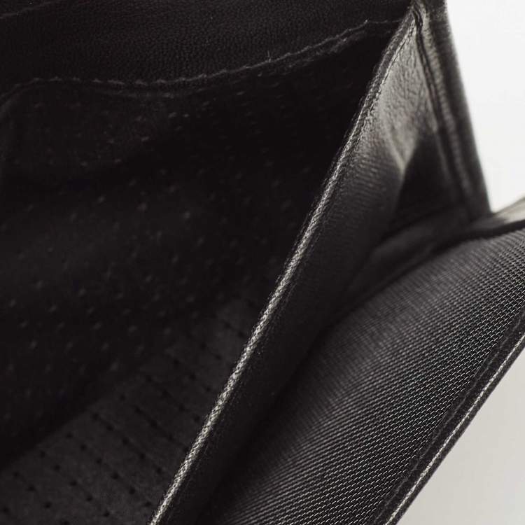 Pre Owned Porsche Design Black Leather Logo Plaque Tri-Fold Wallet