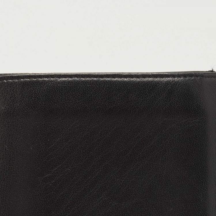 Pre Owned Porsche Design Black Leather Logo Plaque Tri-Fold Wallet