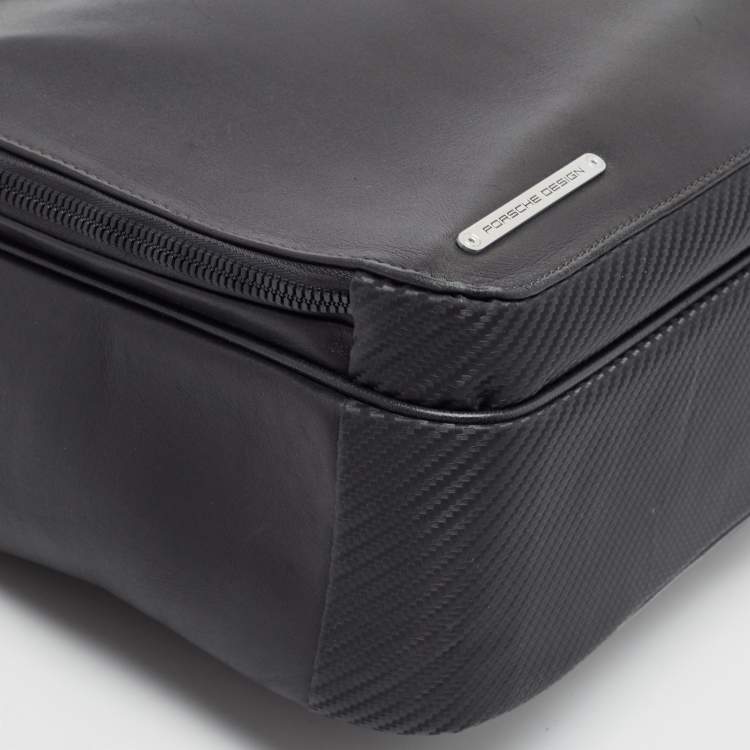 Pre Owned Porsche Design Black Leather and Carbon Effect Fabric CL2 2.0 Briefcase Bag