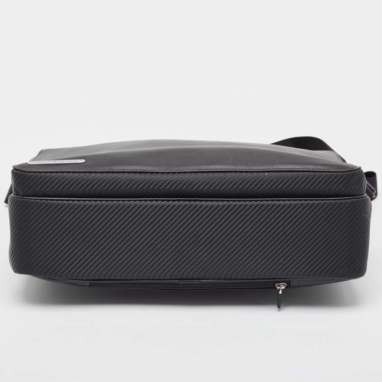 Pre Owned Porsche Design Black Leather and Carbon Effect Fabric CL2 2.0 Briefcase Bag