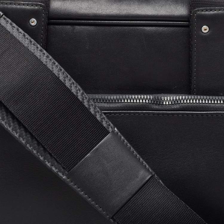 Pre Owned Porsche Design Black Leather and Carbon Effect Fabric CL2 2.0 Briefcase Bag
