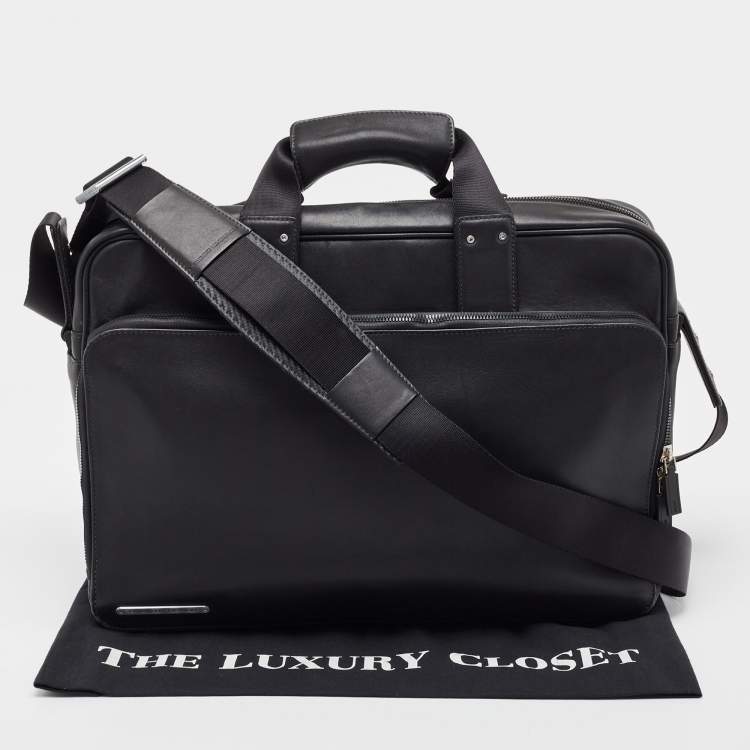Pre Owned Porsche Design Black Leather and Carbon Effect Fabric CL2 2.0 Briefcase Bag