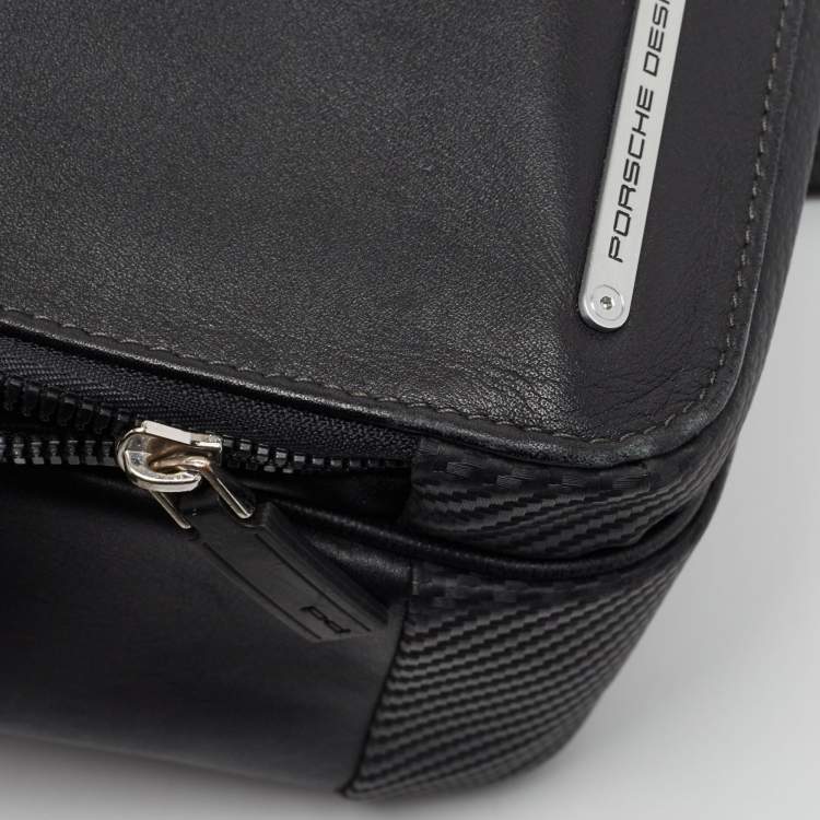 Pre Owned Porsche Design Black Leather and Carbon Effect Fabric CL2 2.0 Briefcase Bag