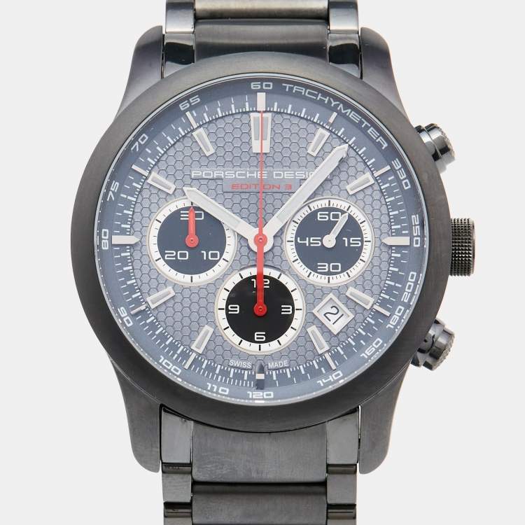 Pre Owned Porsche Design Grey Titanium Edition 3 661219510259/3 Men's Wristwatch 42 mm