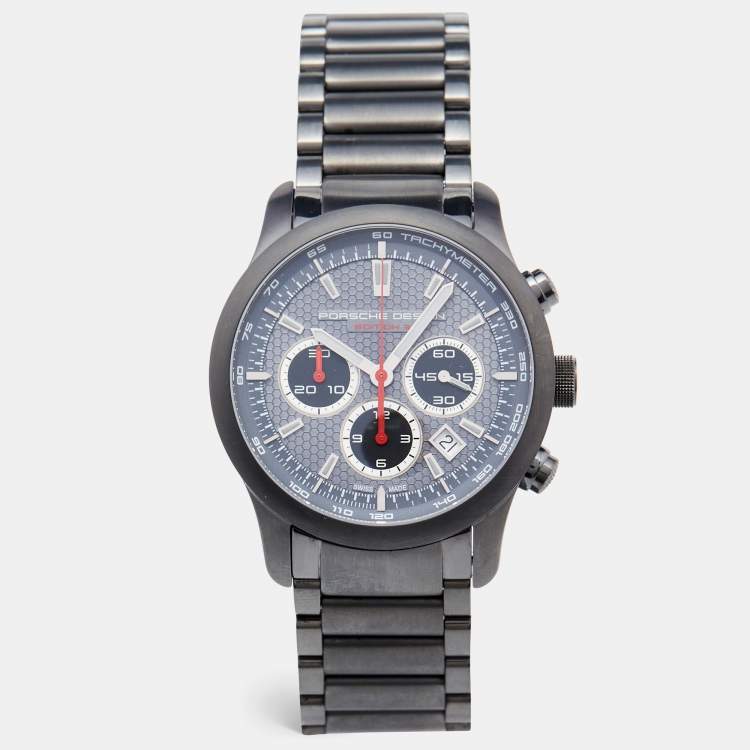 Pre Owned Porsche Design Grey Titanium Edition 3 661219510259/3 Men's Wristwatch 42 mm