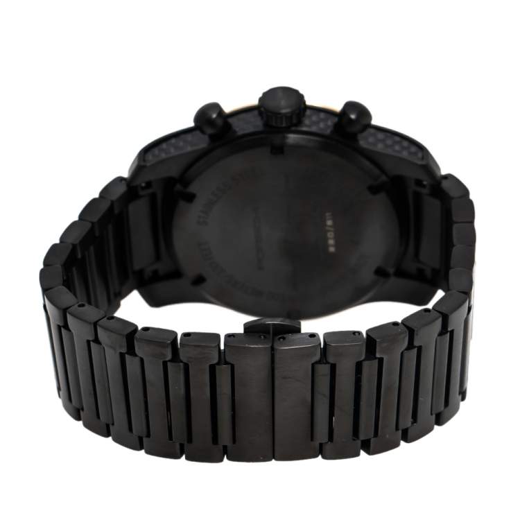 Pre Owned Porsche Design Carbon Fiber PVD Coated Stainless Steel 911 Turbo S Exclusive Series WAP0709110J Men's Wristwatch 42 mm