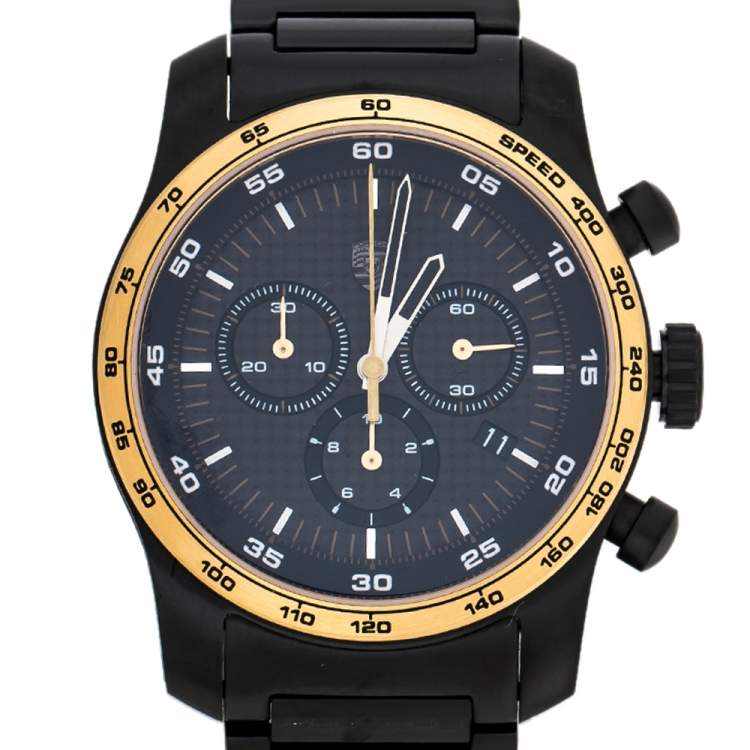 Pre Owned Porsche Design Carbon Fiber PVD Coated Stainless Steel 911 Turbo S Exclusive Series WAP0709110J Men's Wristwatch 42 mm