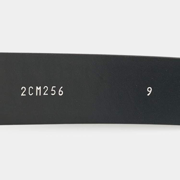 Pre Owned Prada Black Saffiano Leather Triangle Logo Buckle Belt 85 CM