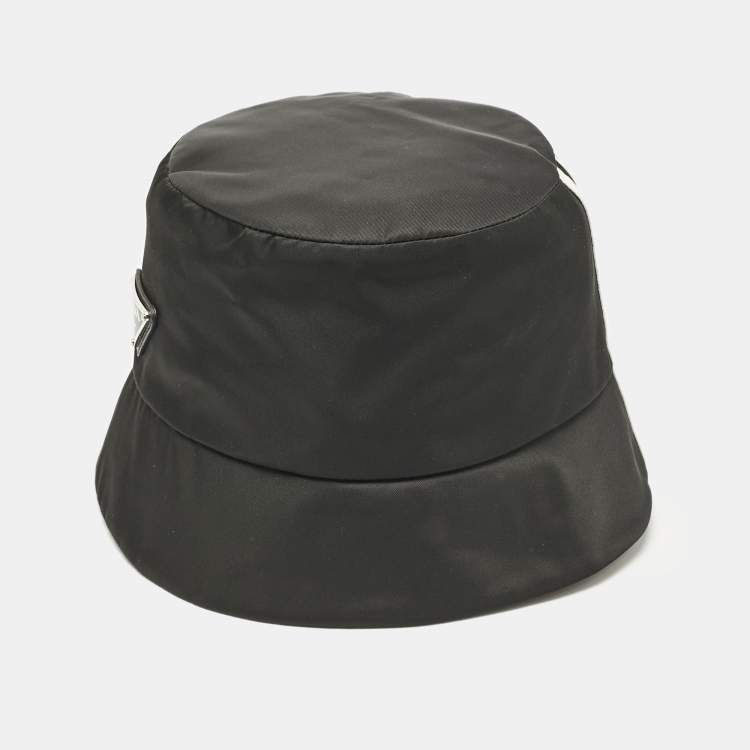 Pre Owned Prada X Adidas Black Logo Applique Re-Nylon Bucket Hat 