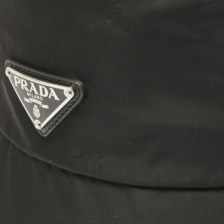 Pre Owned Prada X Adidas Black Logo Applique Re-Nylon Bucket Hat 