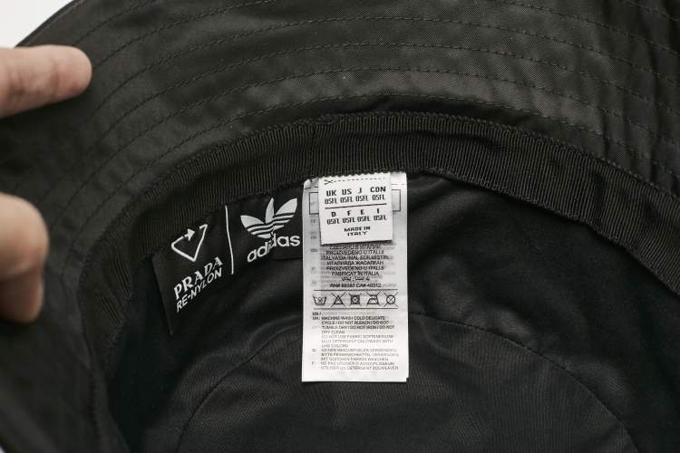 Pre Owned Prada X Adidas Black Logo Applique Re-Nylon Bucket Hat 