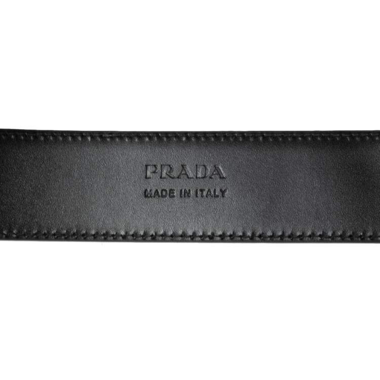 Pre Owned Prada Black Leather Buckle Belt 85 CM