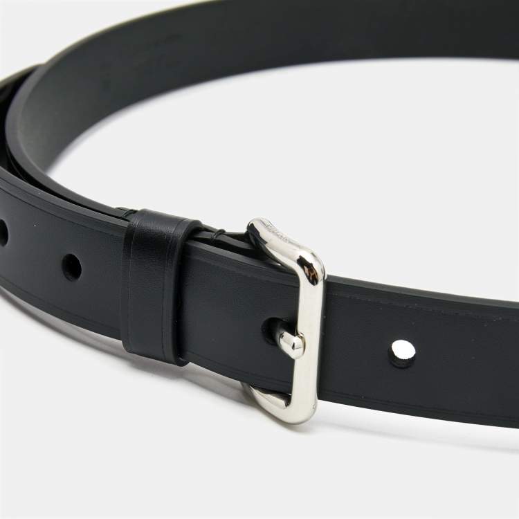 Pre Owned Prada Black Leather Buckle Belt 85CM