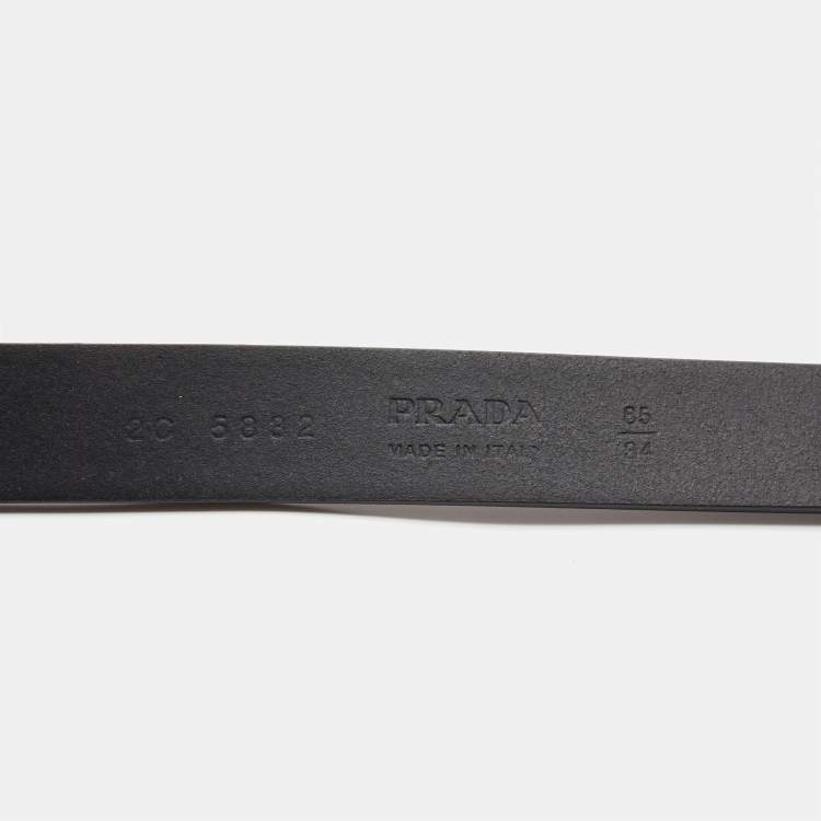 Pre Owned Prada Black Leather Buckle Belt 85CM