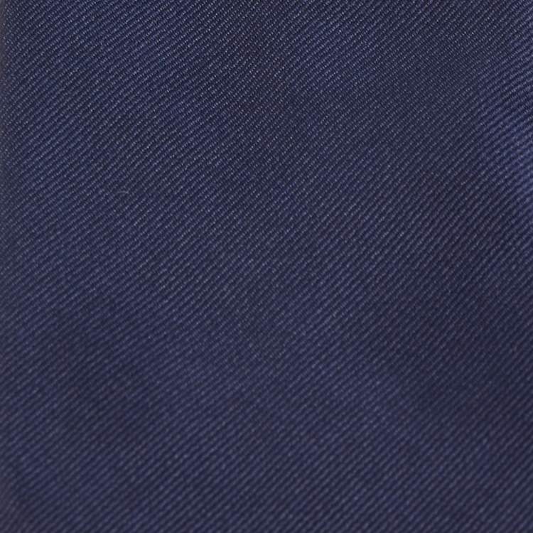 Pre Owned Prada Navy Blue Polyester Skinny Tie
