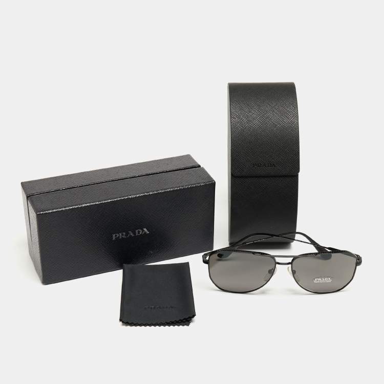 Pre Owned Prada Black SPR63X Aviator Sunglasses