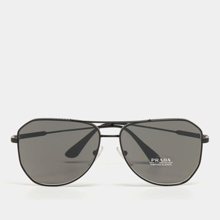Pre Owned Prada Black SPR63X Aviator Sunglasses