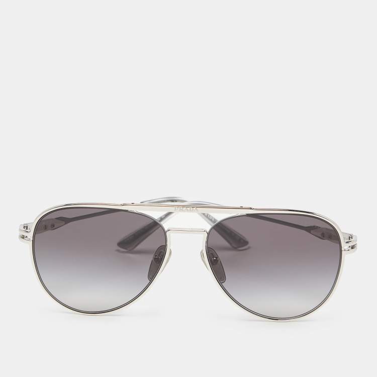 Pre Owned Prada Silver Tone/Grey Gradient SPR54Z Aviator Sunglasses
