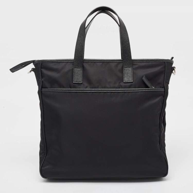 Pre Owned Prada Black Nylon and Leather Multipocket Tote