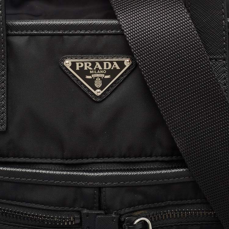 Pre Owned Prada Black Nylon and Leather Multipocket Tote