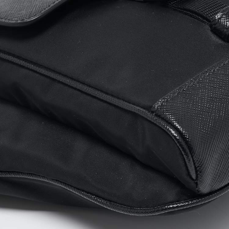 Pre Owned Prada Black Re-Nylon and Saffiano Leather Shoulder Bag