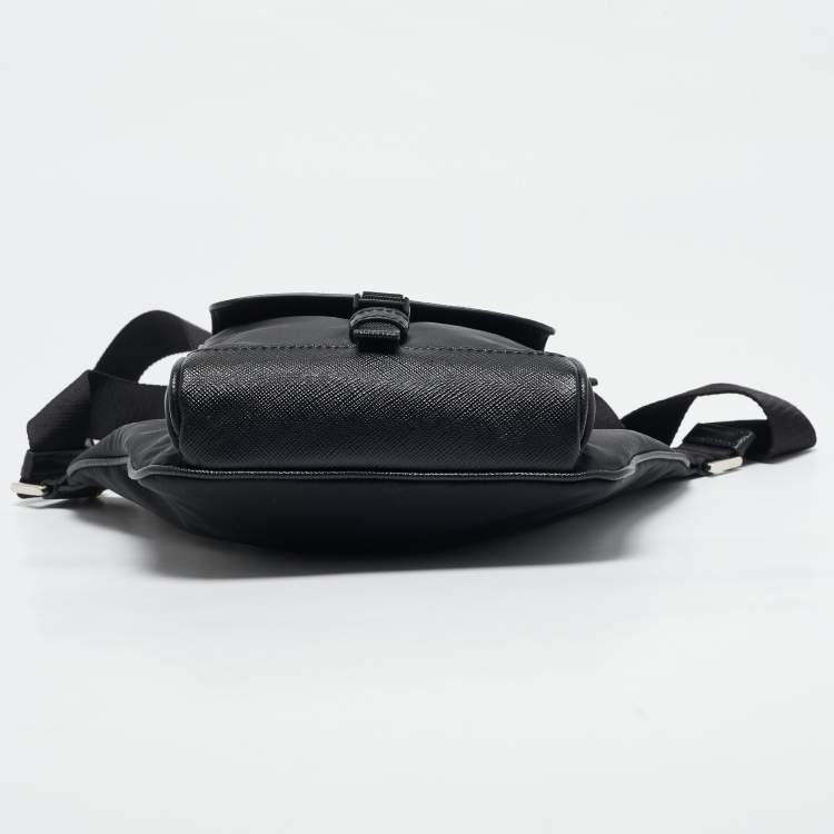 Pre Owned Prada Black Re-Nylon and Saffiano Leather Shoulder Bag