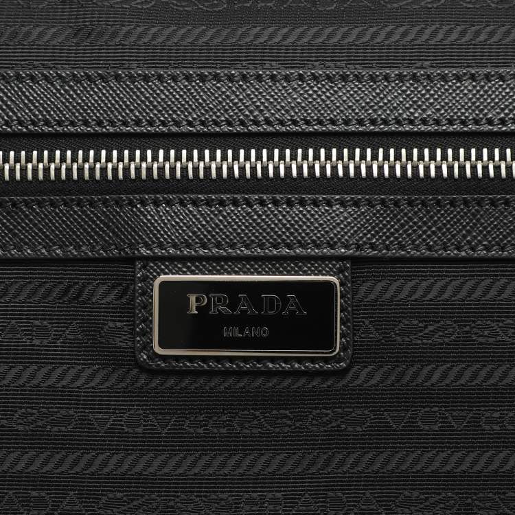 Pre Owned Prada Blue Saffiano Leather Travel Rolling Trolley Luggage