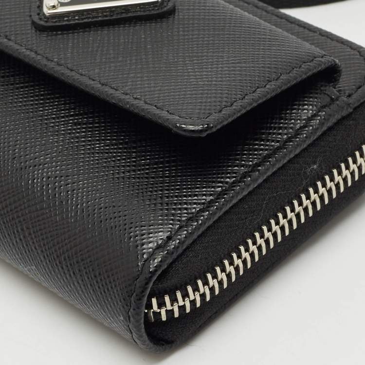 Pre Owned Prada Black Saffiano Leather Coin Purse