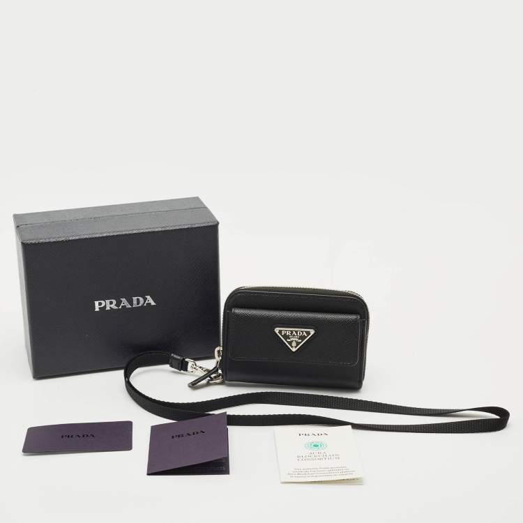 Pre Owned Prada Black Saffiano Leather Coin Purse