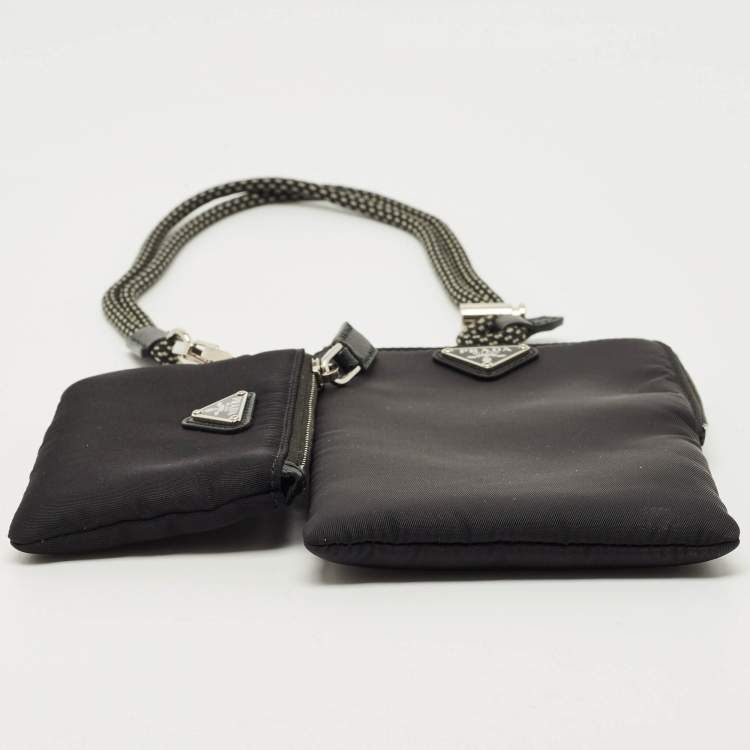 Pre Owned Prada Black Nylon Pouch Set of 2