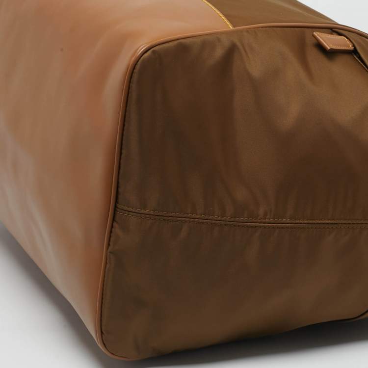 Pre Owned Prada Brown Re-Nylon and Leather Duffel Bag