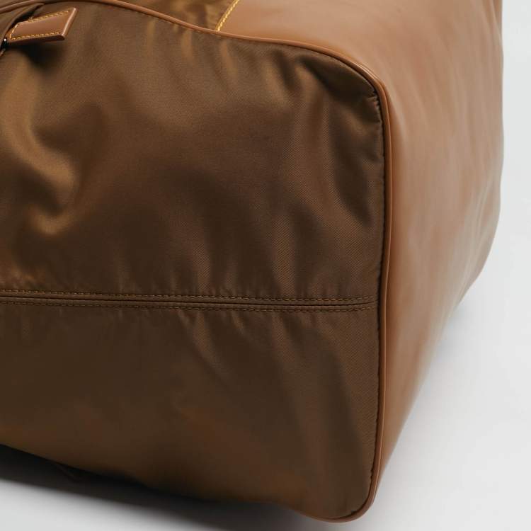 Pre Owned Prada Brown Re-Nylon and Leather Duffel Bag