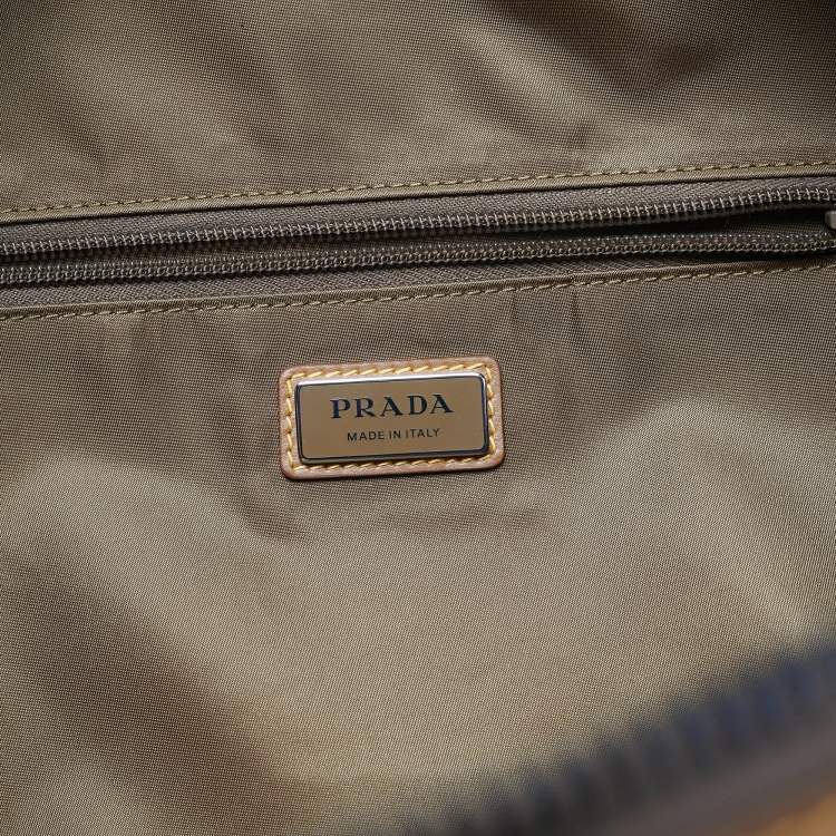 Pre Owned Prada Brown Re-Nylon and Leather Duffel Bag