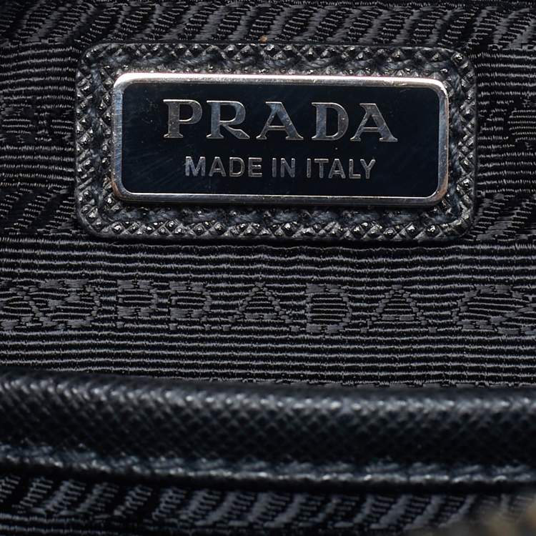 Pre Owned Prada Brique Black Re-Nylon and Saffiano Lux Leather Crossbody Bag