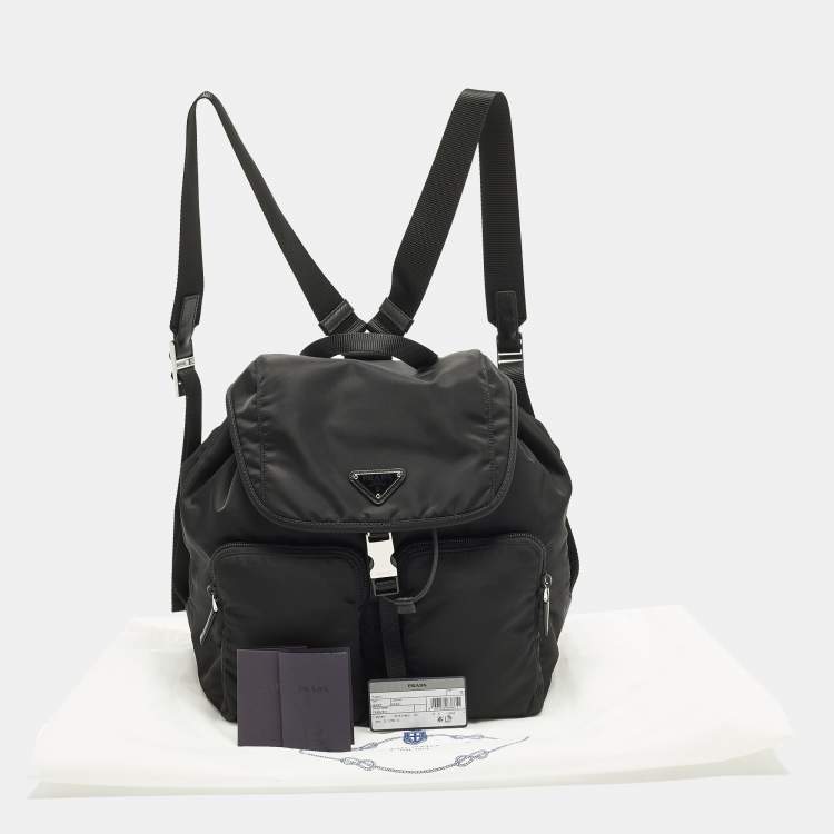 Pre Owned Prada Explore Drawstring Black Nylon Backpack