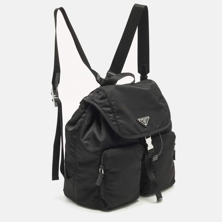 Pre Owned Prada Explore Drawstring Black Nylon Backpack