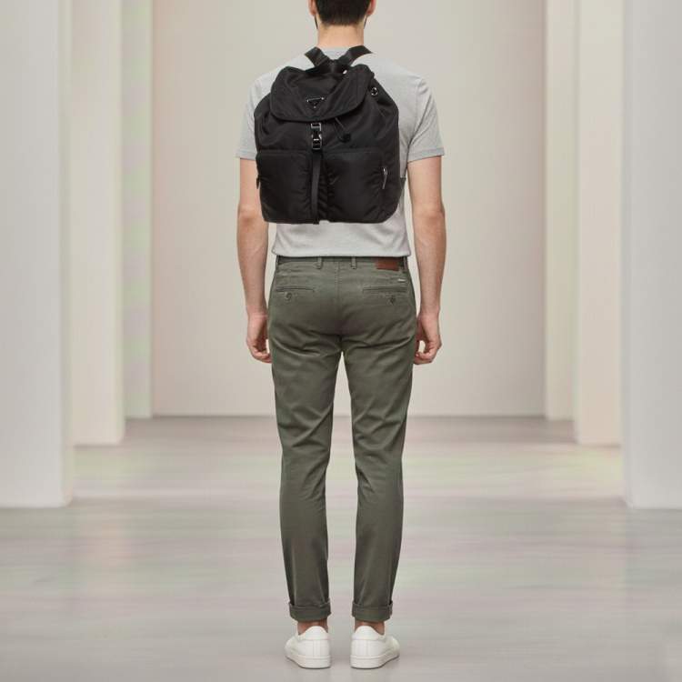 Pre Owned Prada Explore Drawstring Black Nylon Backpack