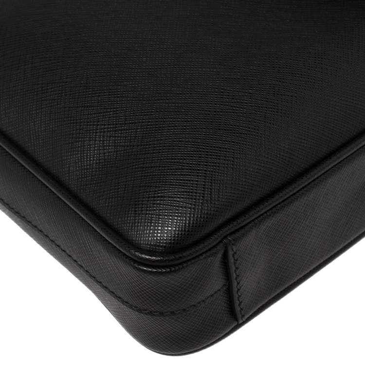 Pre Owned Prada Black Saffiano Lux Leather Laptop Bag