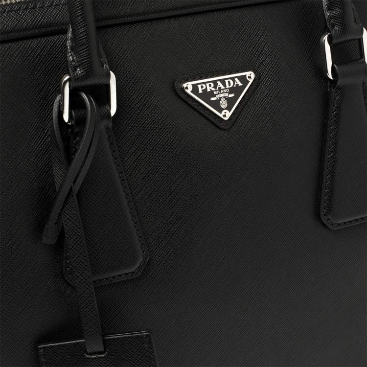 Pre Owned Prada Black Saffiano Lux Leather Laptop Bag