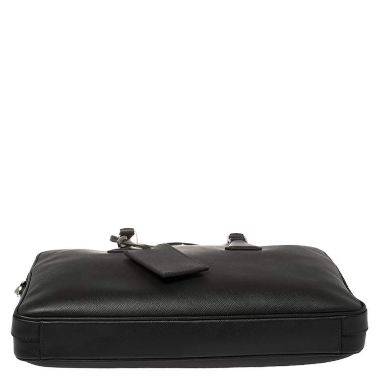 Pre Owned Prada Black Saffiano Lux Leather Laptop Bag