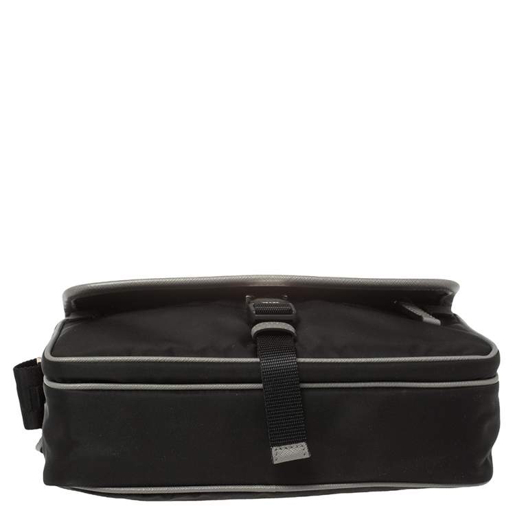 Pre Owned Prada Black/Blue Nylon Crossbody Bag