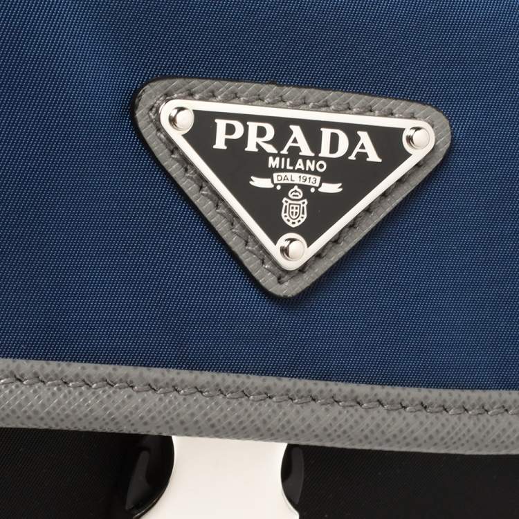 Pre Owned Prada Black/Blue Nylon Crossbody Bag