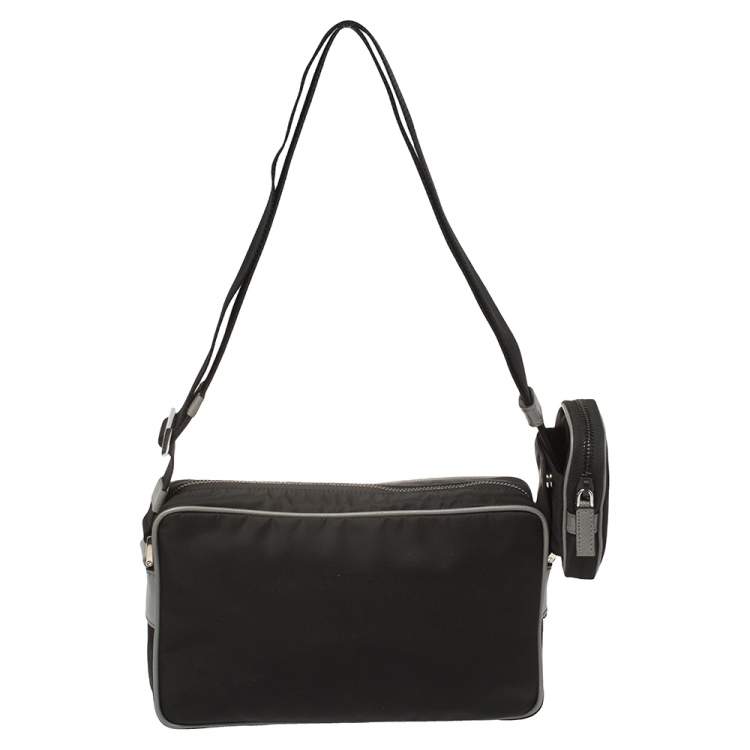 Pre Owned Prada Black/Blue Nylon Crossbody Bag