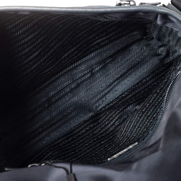 Pre Owned Prada Navy Blue Tessuto Nylon and Saffiano Leather Messenger Bag