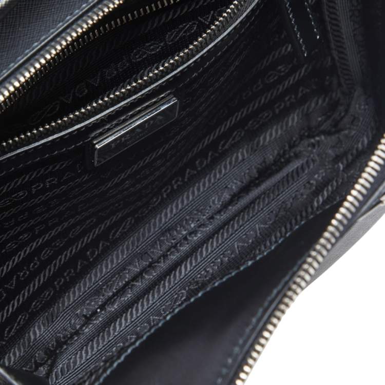 Pre Owned Prada Black Saffiano Leather Brique Messenger Bag