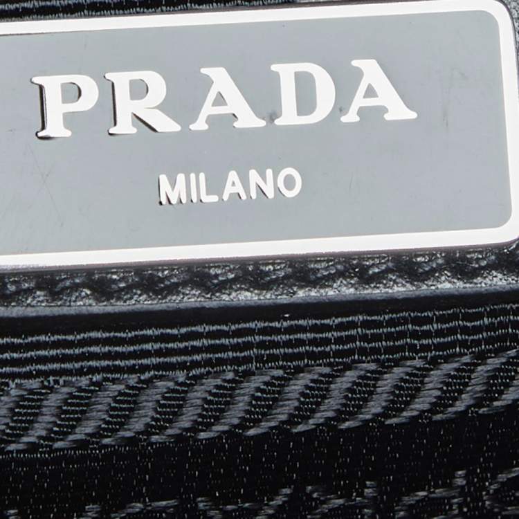 Pre Owned Prada Black Saffiano Leather Brique Messenger Bag